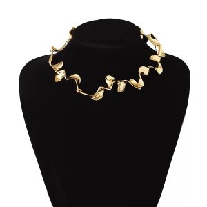 Geometric Chunky Abstract Curved Ribbon Necklace
