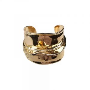 Wide Edge Geometric Bracelet for Women Unique Large Gold Bangle Bracelets