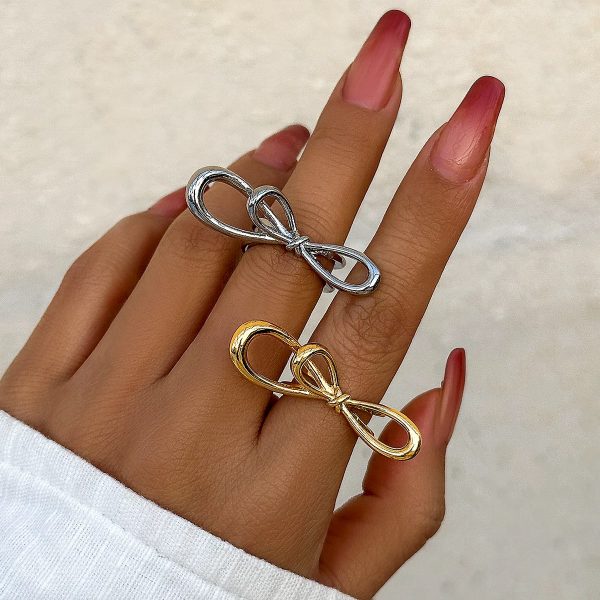 Metallic Bow Adjustable Ring
