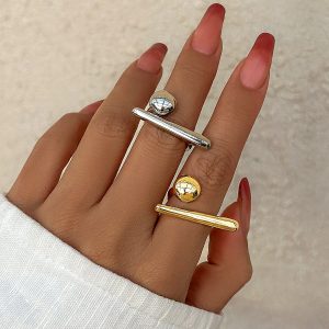 Open Ring with Geometric Accents