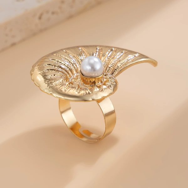 Shell Ring with Pearl Accent