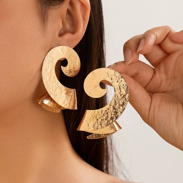 Golden Swirl Curl Statement Earrings