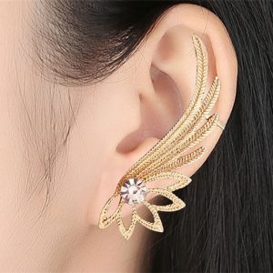 Feather Wing Ear Cuff with Crystal Accent