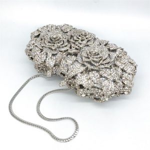 Luxury Crystal Rose Clutch Bag