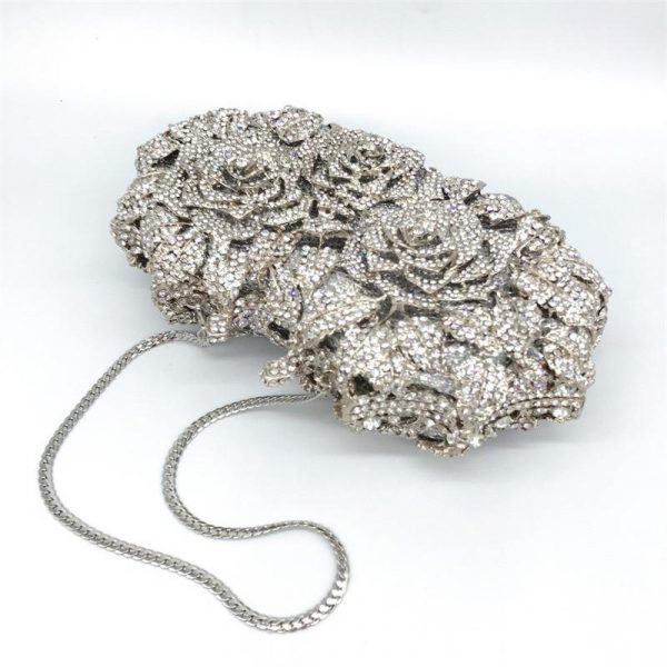 Luxury Crystal Rose Clutch Bag